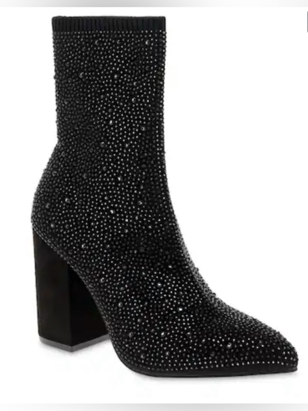 MIA Black Rhinestone Sock Bootie Size 7.5